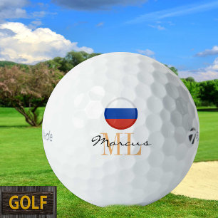 Mit Monogramm Russische Flagge und Russische Golfb Golfball
