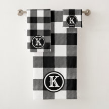 Mit Monogramm rustikal Schwarz-weiß Buffalo Karier