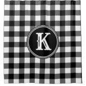 Mit Monogramm rustikal Schwarz-weiß Buffalo Karier Duschvorhang (Vorderseite)