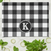 Mit Monogramm rustikal Schwarz-weiß Buffalo Karier Geschirrtuch (Gefaltet)