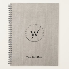 Mit Monogramm Rustikale Beige Linen Elegantes Skri Planer