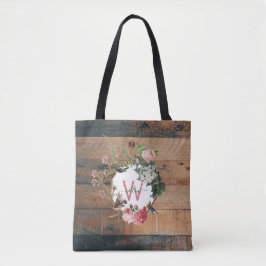 Mit Monogramm rustikale Blume Tasche