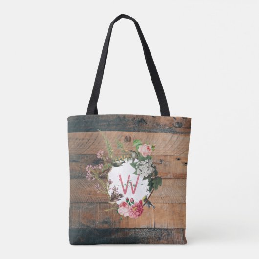 Mit Monogramm rustikale Blume Tasche (Rückseite)
