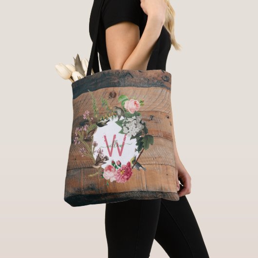 Mit Monogramm rustikale Blume Tasche (Von Nahem)
