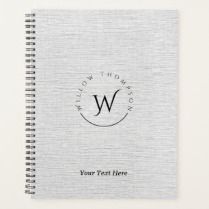 Mit Monogramm Rustikale Gray Linen Elegantes Skrip Planer