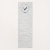 Mit Monogramm Rustikale Gray Linen Elegantes Skrip Yogamatte (Vorderseite)