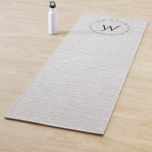 Mit Monogramm Rustikale Gray Linen Elegantes Skrip Yogamatte (Beispiel)