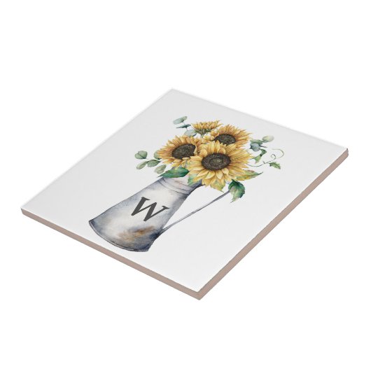 Mit Monogramm Rustikale Herbstsonnenblase Fliese (Seite)