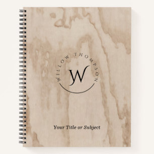 Mit Monogramm rustikale Holztextur Eleganjournal Notizblock