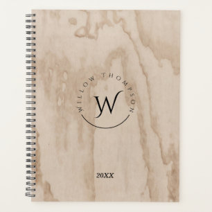 Mit Monogramm Rustikale Holztextur Elegante Zeitsc Planer
