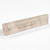Mit Monogramm rustikale Holztextur Elegantes Skrip Namensplakette