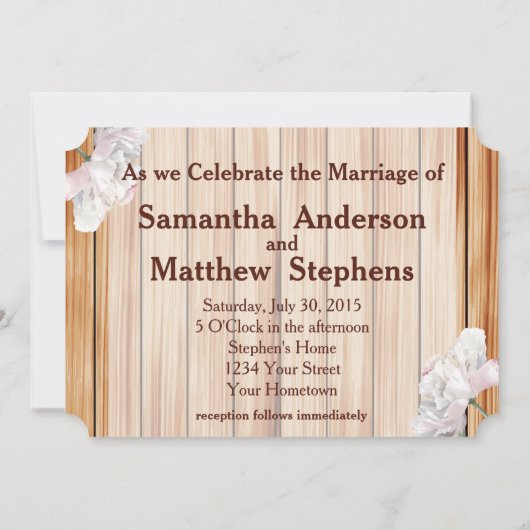 Mit Monogramm Rustikale Mason Jar und rosa Peonys Einladung (Rückseite)