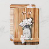 Mit Monogramm Rustikale Mason Jar und rosa Peonys RSVP Karte (Vorne/Hinten)