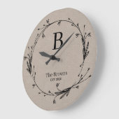 Mit Monogramm Rustikale Wildblume Elegant Große Wanduhr (Winkel)