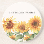 Mit Monogramm rustikaler Gelbblütengarten Getränkeuntersetzer (Vorne)