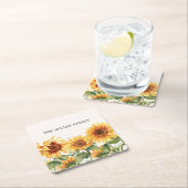 Mit Monogramm rustikaler Gelbblütengarten Rechteckiger Pappuntersetzer (Vor Ort)