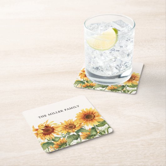 Mit Monogramm rustikaler Gelbblütengarten Rechteckiger Pappuntersetzer (Vor Ort)