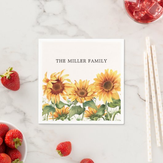 Mit Monogramm rustikaler Gelbblütengarten Serviette (Beispiel)