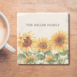 Mit Monogramm rustikaler Gelbblütengarten Steinuntersetzer