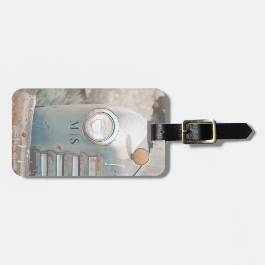 Mit Monogramm rustikaler und ländlicher Lieferwage Gepäckanhänger (Vorderseite horizontal)