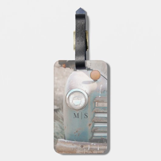 Mit Monogramm rustikaler und ländlicher Lieferwage Gepäckanhänger (Rückseite vertikal)