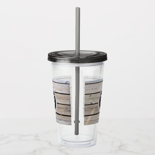 Mit Monogramm rustikales Holz Acryltrinkbecher (Rechts)