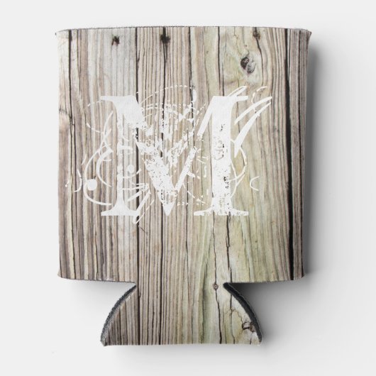 Mit Monogramm rustikales Holz Dosenkühler (Vorderseite)