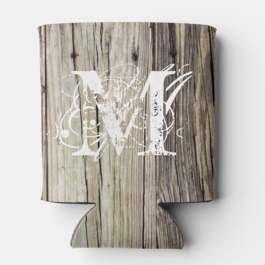 Mit Monogramm rustikales Holz Dosenkühler (Rückseite)