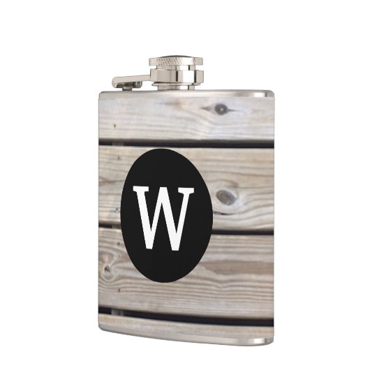 Mit Monogramm rustikales Holz Flachmann (Links)