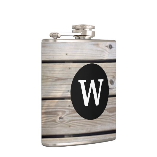 Mit Monogramm rustikales Holz Flachmann (Rechts)