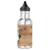 Mit Monogramm Rustikales Holz Vintage Blume Edelstahlflasche (Rechts)