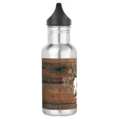 Mit Monogramm Rustikales Holz Vintage Blume Edelstahlflasche (Links)