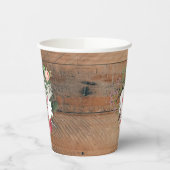 Mit Monogramm Rustikales Holz Vintage Blume Pappbecher (Links)