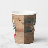 Mit Monogramm Rustikales Holz Vintage Blume Pappbecher (Rechts)