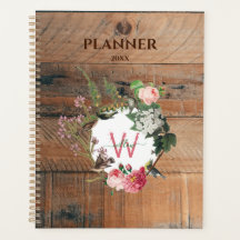 Mit Monogramm Rustikales Holz Vintage Blume