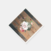 Mit Monogramm Rustikales Holz Vintage Blume Serviette (Ecke)