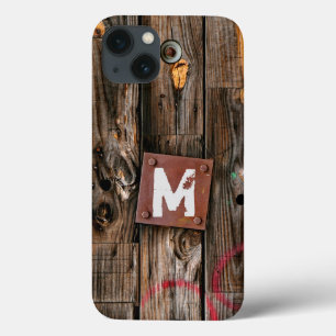 Mit Monogramm rustikales Holzmuster Case-Mate iPhone Hülle