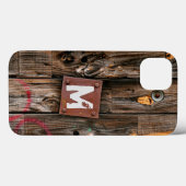 Mit Monogramm rustikales Holzmuster Case-Mate iPhone Hülle (Rückseite (Horizontal))