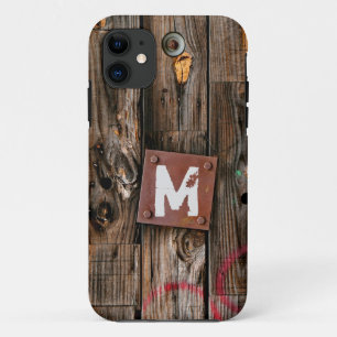 Mit Monogramm rustikales Holzmuster Case-Mate iPhone Hülle