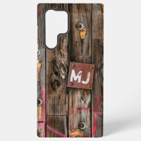 Mit Monogramm rustikales Holzmuster