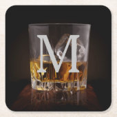 Mit Monogramm Rustikales Whiskey-Glas Rechteckiger Pappuntersetzer (Vorderseite)