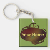Mit Monogramm Rusty-Gear-Label Schlüsselanhänger (Vorderseite)
