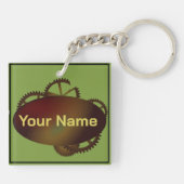 Mit Monogramm Rusty-Gear-Label Schlüsselanhänger (Rückseite)