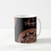 Mit Monogramm Safari Sunset Bohemisch Dot Mandala Kaffeetasse (VorderseiteRechts)