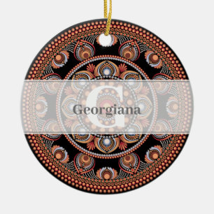 Mit Monogramm Safari Sunset Bohemisch Dot Mandala Keramik Ornament