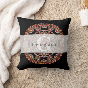 Mit Monogramm Safari Sunset Bohemisch Dot Mandala Kissen