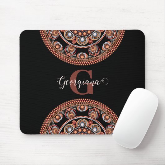 Mit Monogramm Safari Sunset Bohemisch Dot Mandala Mousepad (Mit Mouse)