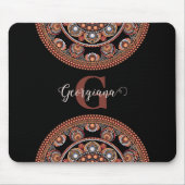 Mit Monogramm Safari Sunset Bohemisch Dot Mandala Mousepad (Vorne)