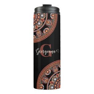 Mit Monogramm Safari Sunset Bohemisch Dot Mandala Thermosbecher