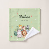 Mit Monogramm Safari-Tier im Dschungel l Green Badhandtuch Set (Waschlappen)